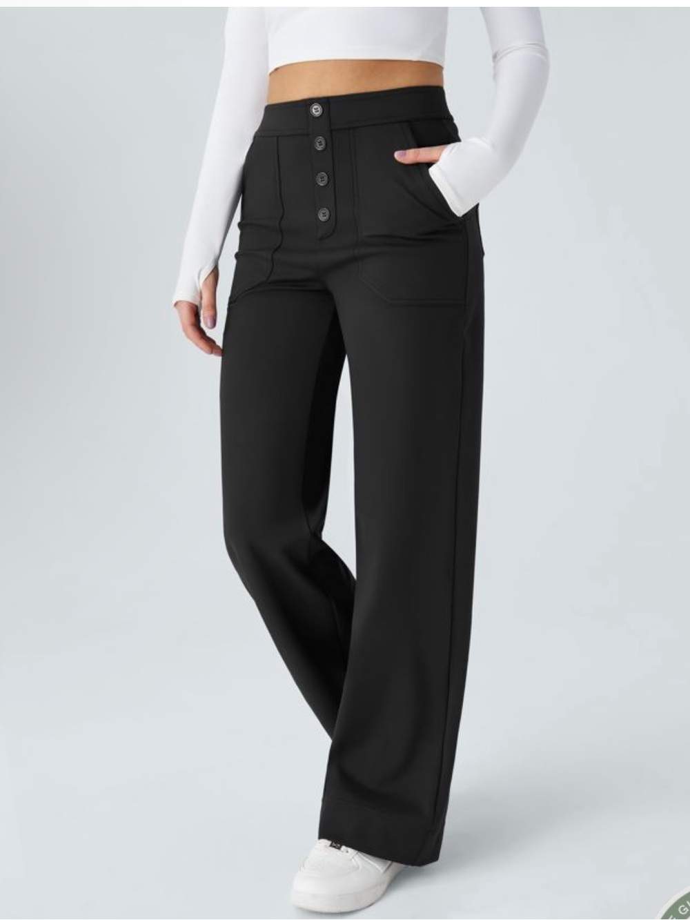 Halara High-Rise Wide-Leg Women's Pants - Black - Picture 1 of 8